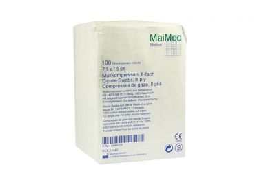 MaiMed® - MK Mullkompressen 7,5 x 7,5 cm unsteril 8-fach 1x100 Stück 