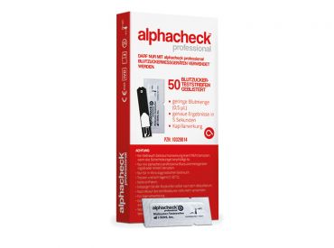alphacheck professional blood glucose test strips 1x50 items 