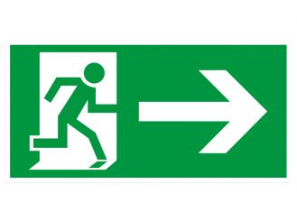 Hinweisschild "Rettungsweg rechts" KNS = Kunststoff langnachleuchtend und selbstklebend 1x1 items 