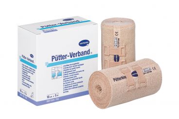 Pütter-Verband® 10 cm x 5 m, hautfarben, mit Verbandklammern 1x2 items 