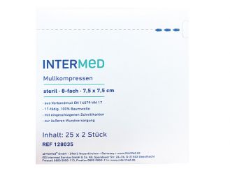 INTERMED gauze compresses - 8-fold, 7.5 x 7.5 cm, sterile 25x2 items 