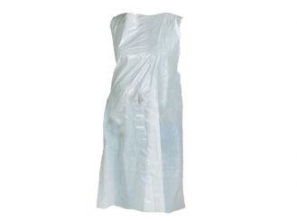 Disposable aprons white about 125 -130 cm in length 1x100 items 