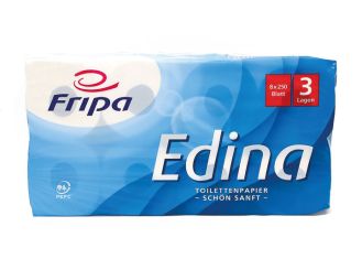 Fripa Toilettenpapier Edina, 3-lagig, hochweiß 250 Blatt 1x8 Rollen 