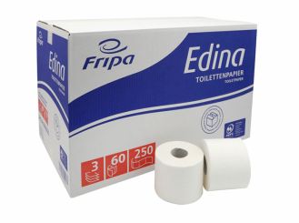 Fripa Toilettenpapier Edina Zellstoff, 3-lagig, im Karton 1x60 Rollen 