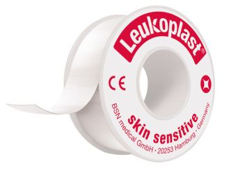 Leukoplast skin sensitive, Rollenpflaster 2,5cm x 1m - im Schutrzring 1x12 Stück 